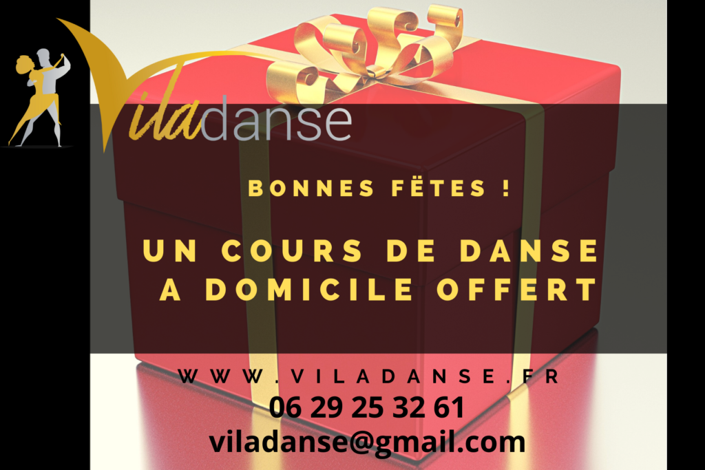 Bon cadeau Viladanse. Offrez des cours de danses de salon et danses de couple à votre amie, votre femme, vos proches. Nos professeur de danse se déplacent à Bordeaux Gironde et sa périphérie, jusqu'à libourne. Danses latines tous niveaux.