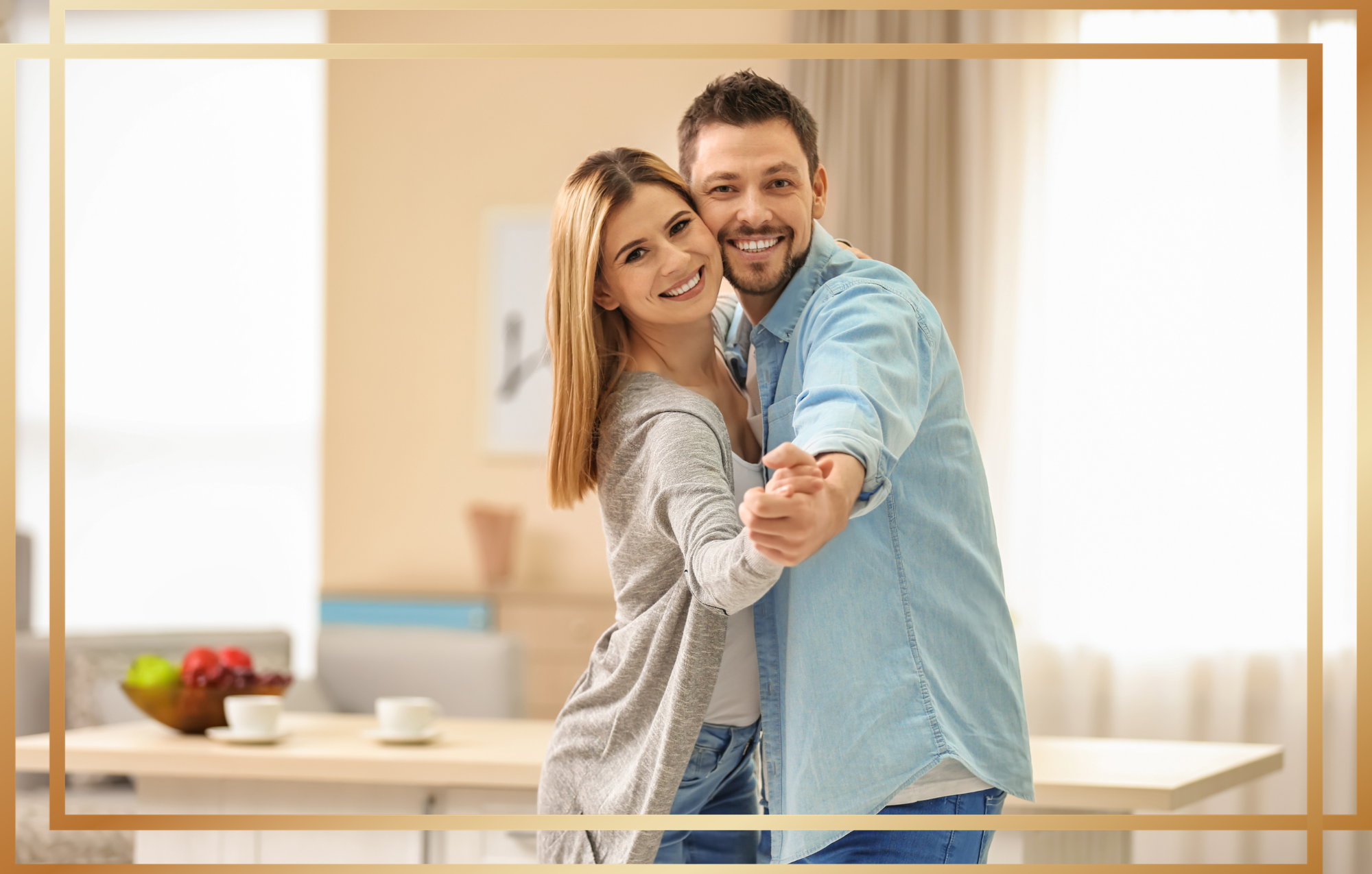Couple préparant une danse simple à domicile à Libourne.